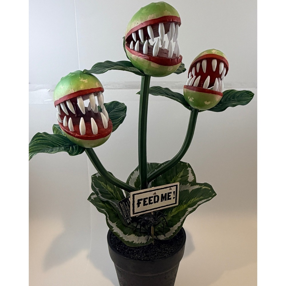 Ashland Halloween Potted Venus Flytrap Trio & Spider 24" Feed Me Prop Green Red